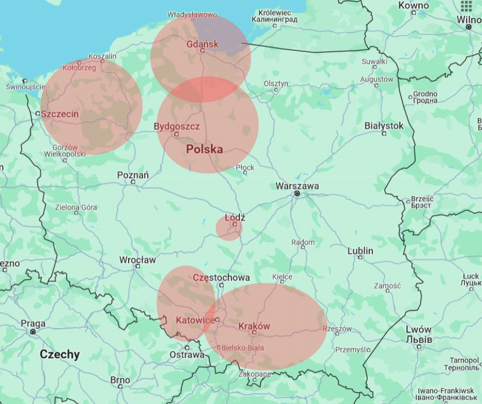 Zasięg działania usługi sokolnicze